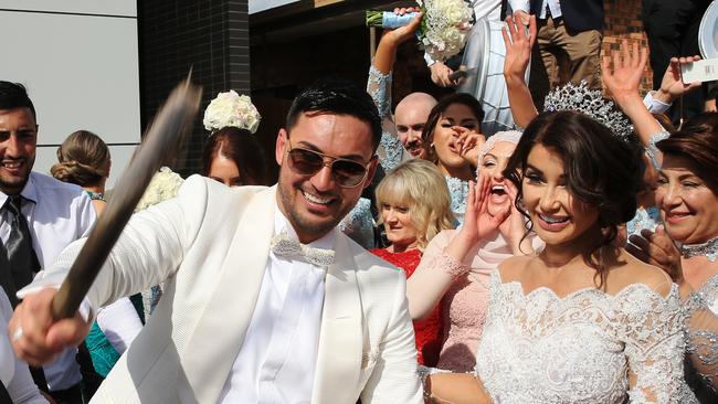 Salim Mehajer and wife Aysha celebrating their wedding.