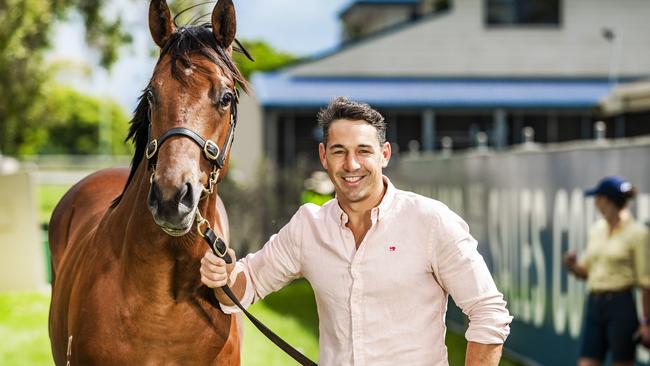 Billy Slater with a prime Magic Millions colt. Picture: Nigel Hallett.