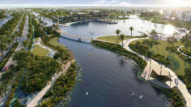 The vast lake system within Walker Corporation’s Riverlea Park. Picture: Walker Corporation