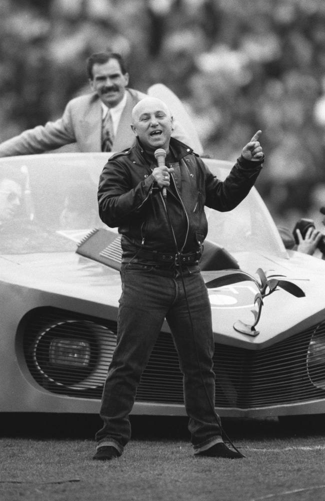 Who could forget Angry Anderson and the Batmobile at the 1991 Grand Final? Picture: Darren Tindale