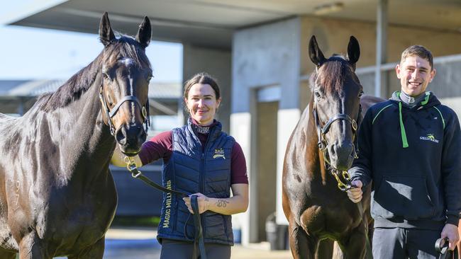 Pride Of Jenni and Antino come together before their Doomben Cup clash. Picture: Michael McInally