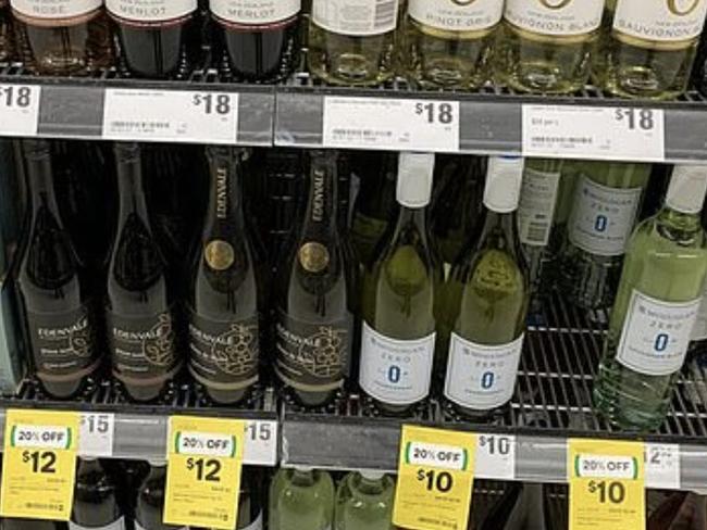 A recent photo of a  shelf at Liquorland has stirred up angry questions from customers online. Picture: Reddit