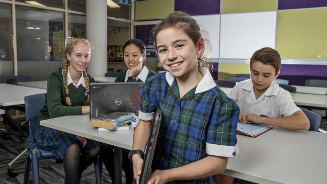 Somerset College students, Lillian Swainson, Chloe Ming, Ruby Mackintosh (front), Jamison Webber. Picture: Jerad Williams