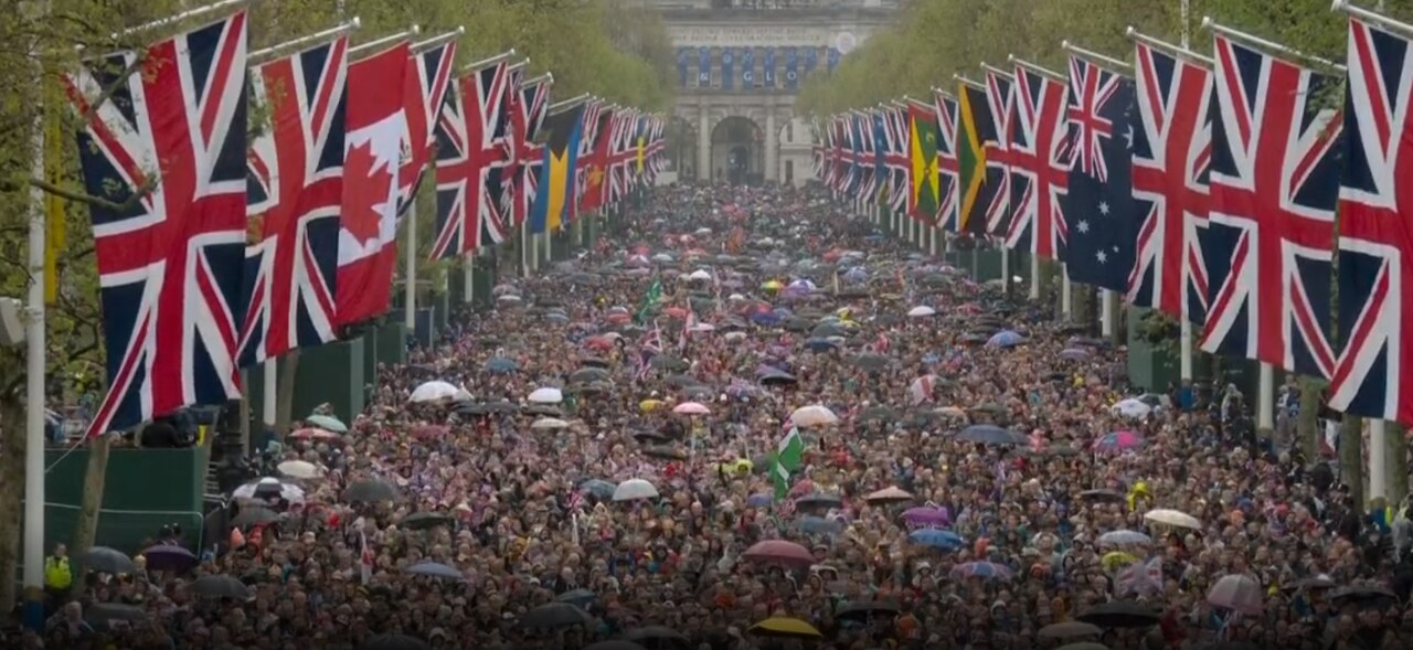 The crowd packs London’s Mall. Picture: AFP