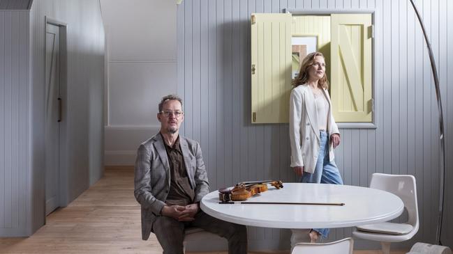 ACO artistic director Richard Tognetti with his wife, the ACO principal violinist Satu Vanska at home. Picture: Tom Ferguson