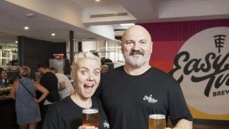 David Ferguson and Anita Boettger own Easy Times Brewing on Logan Rd, Woolloongabba. Picture: Supplied