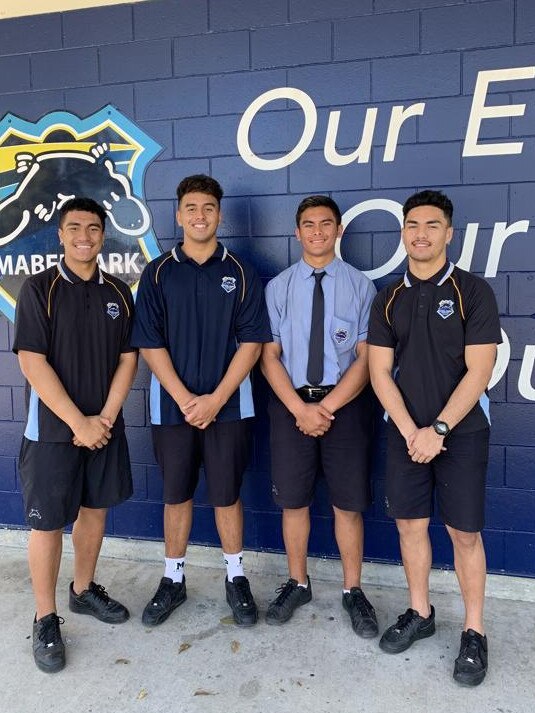 Grand Hagai (second from left) with fellow Mabel Park students Aamon Dean, Connagh Takairangi and Evander Tere-Rongotaua, who all signed NRL deals.