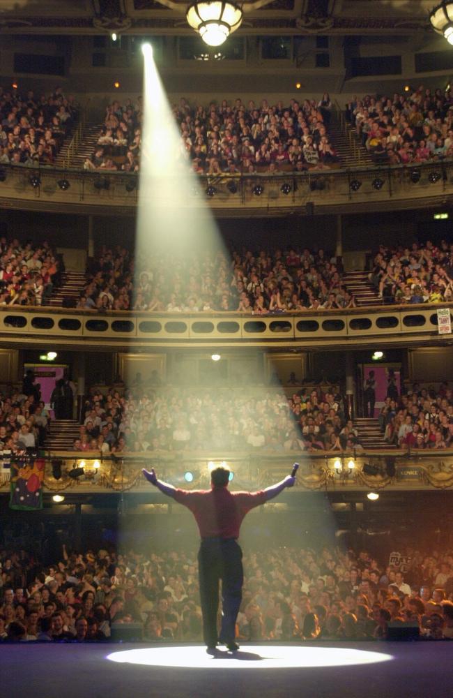 Jeremy Kewley warms up the audience before The Footy Show in London