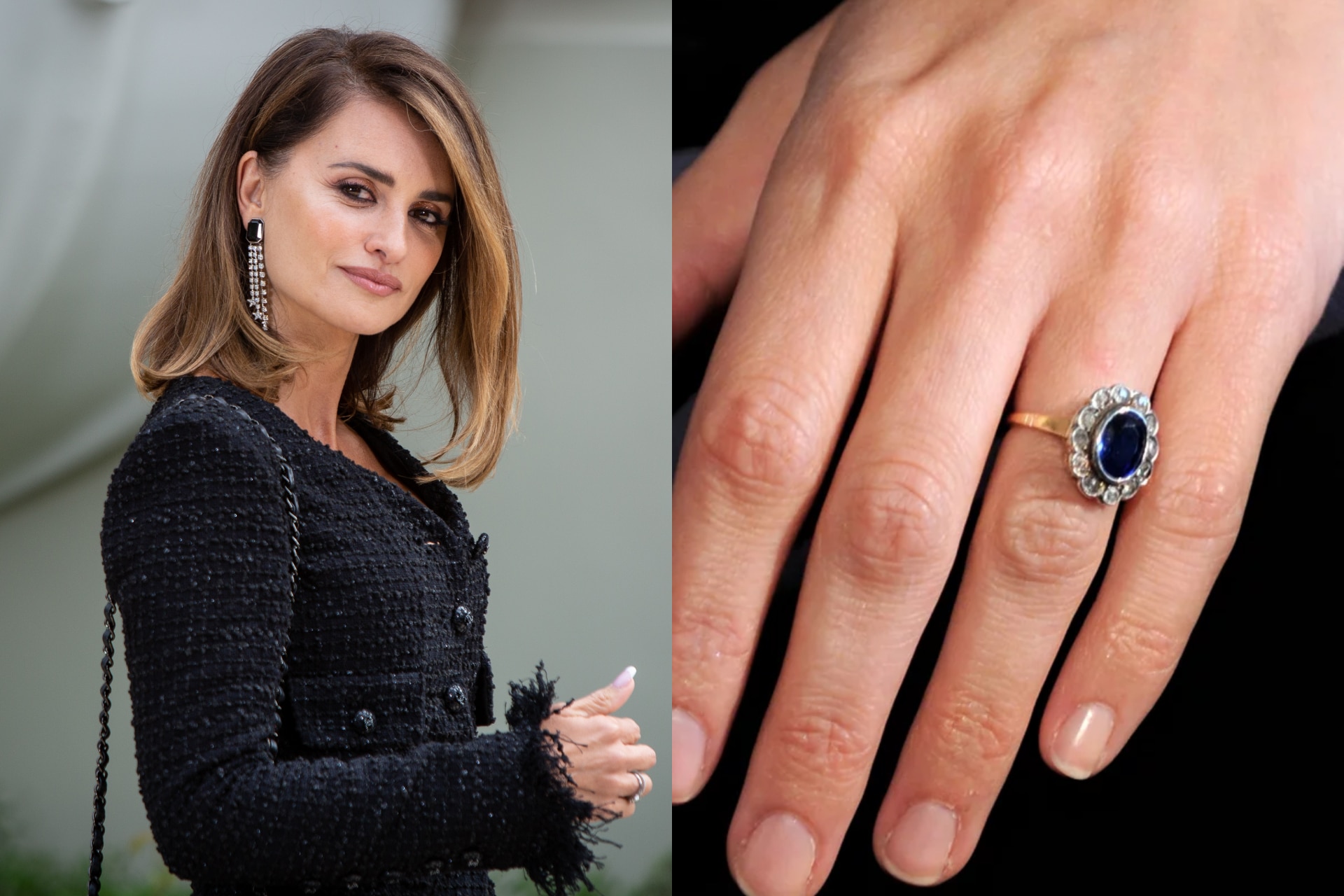 <h3><b>Pen&eacute;lope Cruz</b></h3><p>Another celebrity with a sapphire engagement ring, Pen&eacute;lope Cruz&rsquo;s three-carat, oval-cut blue sapphire is set in a white diamond halo and sits on a gold band.&nbsp;</p>