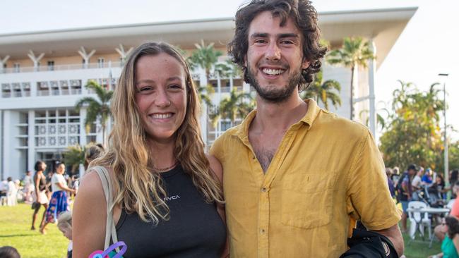 Clare Jacobson and Gus Hine at the Northern Land Council 50 Year Anniversary Concert in State Square, Parliament House, Darwin. Picture: Pema Tamang Pakhrin