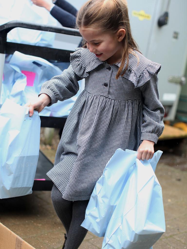 Last year Charlotte helped deliver food to the needy amid the coronavirus pandemic. Picture: The Duchess of Cambridge/Kensington Palace