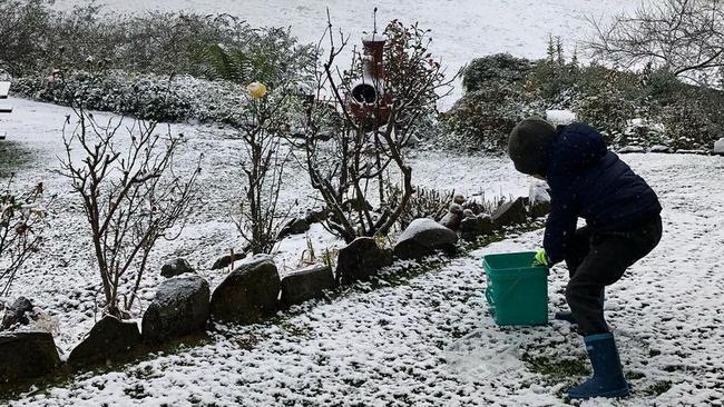 Cooper Elwin, 5, enjoys the snow at Oberon, west of Sydney.