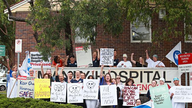 Nurses previously protesting over job concerns.  Picture: Adam Yip / Manly Daily