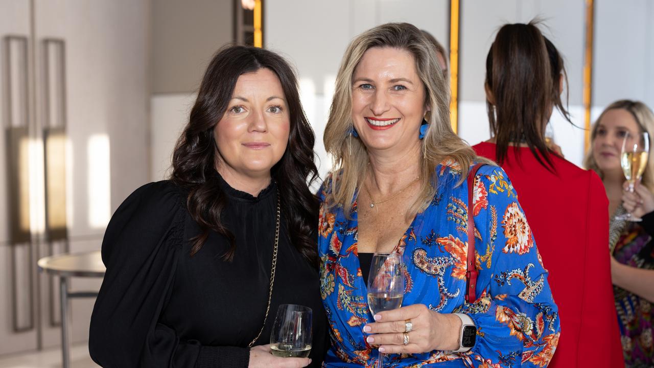 Michaela Klisch and Meli Webb at Fuelled by Fashion Porsche luncheon at the Langham Hotel Gold Coast. Photo: Celeste Humphrey