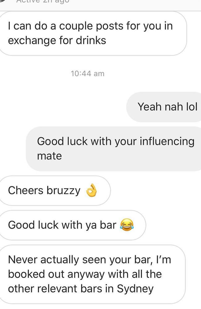 Award-winning bar Bulletin Place battled with an influencer on Instagram last year.