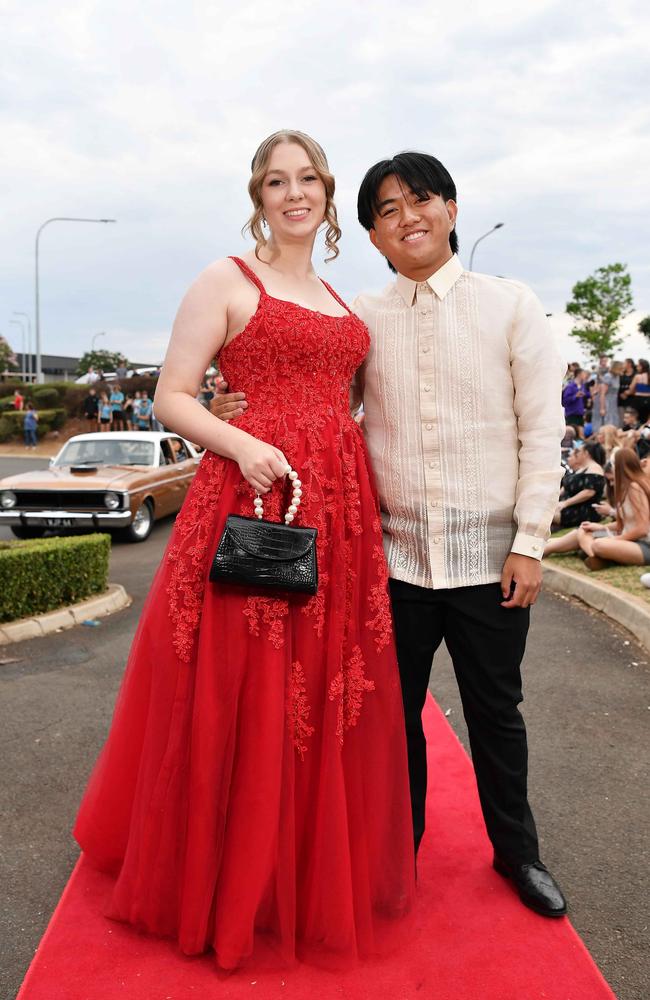 Ava Martin and Romulo Marino at Highfields State Secondary College. Picture: Patrick Woods.