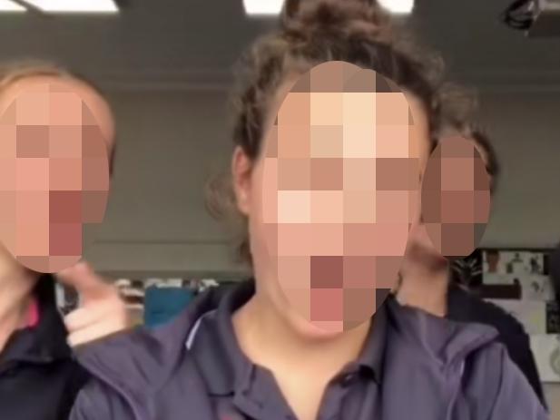 TikTok screengrabs of Australian school aged students recording and uploading during school hours and on school grounds using the hashtag #freeperiod.Picture: Various TikTok Accounts