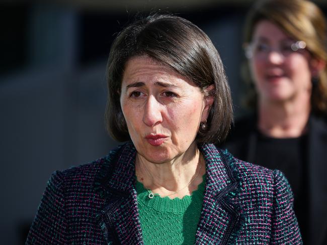 SYDNEY, AUSTRALIA – NewsWire Photos MAY 20, 2021: Premier Gladys Berejiklian, NSW Health Deputy Secretary Susan Pearce and NSW Health Dr Jeremy McAnulty provide an update on the vaccine rollout in Sydney, Australia. Picture: NCA NewsWire / Gaye Gerard