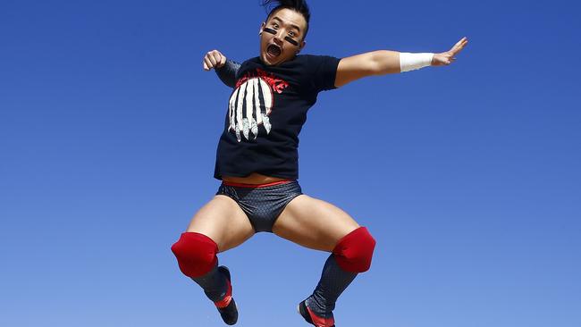 Kai Drake from Maroubra is a rising star in the wrestling world. Picture: John Appleyard