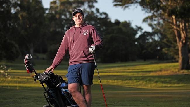 Golfer Harrison Doyle of West Hobart at the Rosny Park public golf course when the future of the course was in doubt. Picture: Zak Simmonds