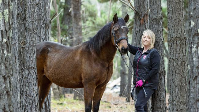 Mary Denton on her farm at Broadford. Picture: Zoe Phillips