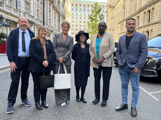 Six of the nine everyday Australians in London (pictured left to right) Kim Smith, Helen Milroy from Western Australia, Shanna Whan from NSW, Trudy Lin from South Australia, Miriam rose Ungunmerr from NT, Danny Abdallah from NSW. Picture: Danielle Gusmaroli