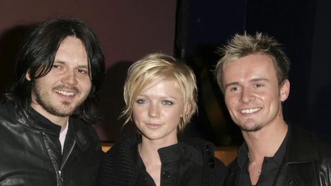 Paul Cattermole, Hannah Spearritt and Jon Lee formerly band members of S Club Seven Picture: Fred Duval/FilmMagic