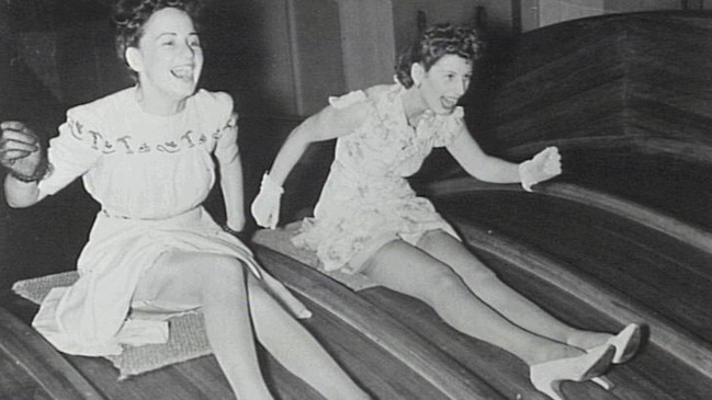 Sliding thrills at Luna Park in the 1950s.