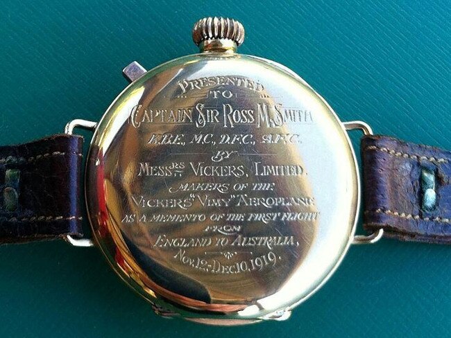 A watch valued at $50,000 has emerged during the History Festival. Still owned by the family it was given to aviator Sir Ross Smith in 1919. Picture: Tyr Liang