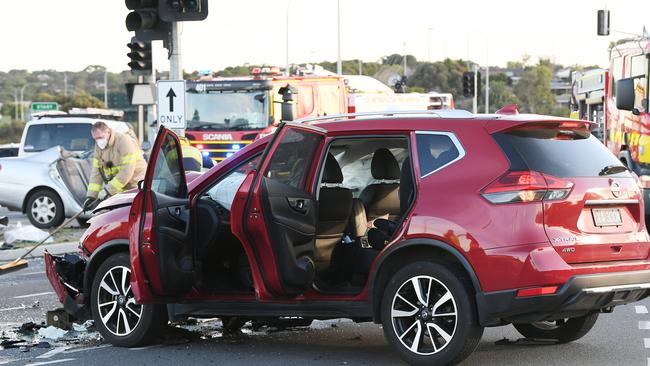 A three car crash at the intersection on South road. Picture Mark Brake