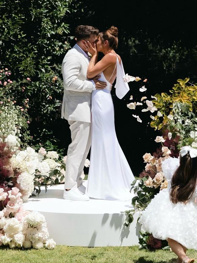 The couple tied the knot in a backyard celebration. Picture: Christina Toulantas