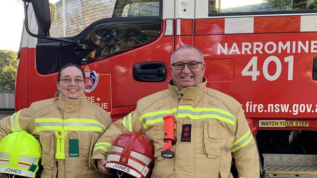 Skye and Ewen Jones at Narromine Fire Station 401.