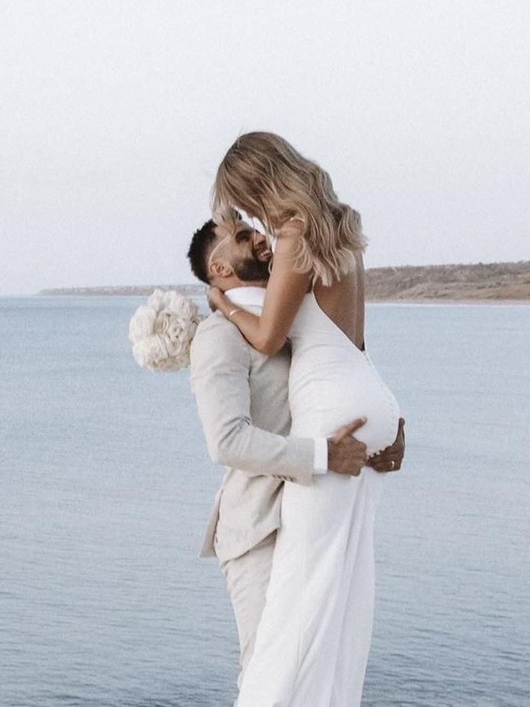 Adelaide Crows defender Wayne Milera has married long term partner Nina. Picture: Instagram