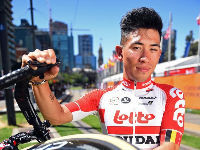 12/01/19 - Caleb Ewan Aussie sprint star cyclist at Victoria Square in Adelaide ahead of the Tour Down Under.Picture: Tom Huntley