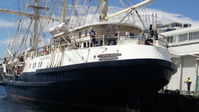 The tall ship Tenacious docked at Hobart's Princes Wharf. Picture: JENNIFER CRAWLEY