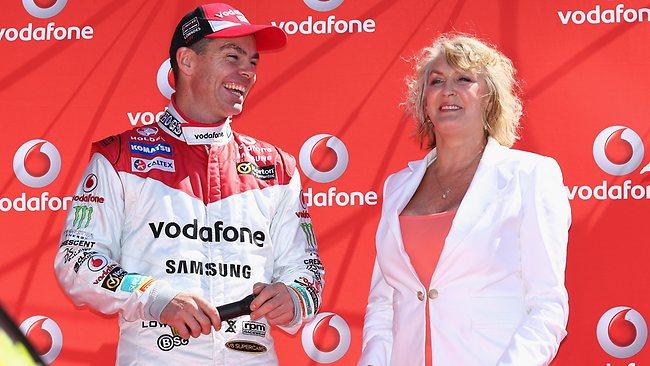 Craig Lowndes and Bev Brock share a laugh ahead of the Bathurst 1000.