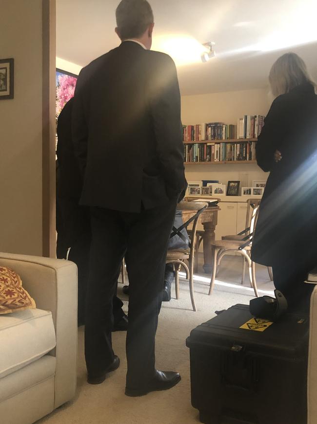 AFP officers going through Annika Smethurst’s home in Canberra. Picture: Supplied