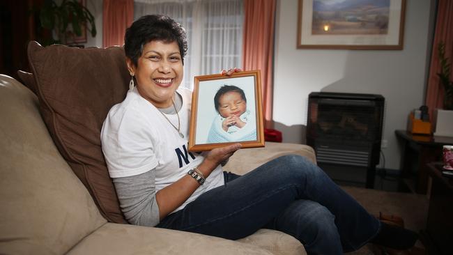 Norlaila Kyrgios, pictured in 2014 with a photo of Nick Kyrgios as a baby. Picture: Gary Ramage