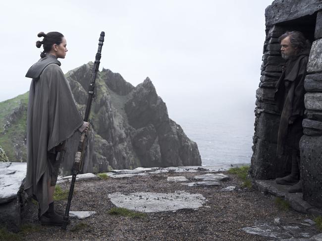 The scenes between Rey (Daisy Ridley) and Luke Skywalker (Mark Hamill) take themselves way too seriously.
