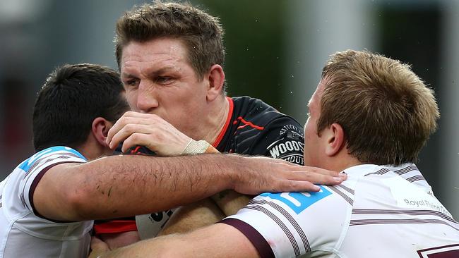 Ryan Hoffman in action against Manly. Picture: AAP