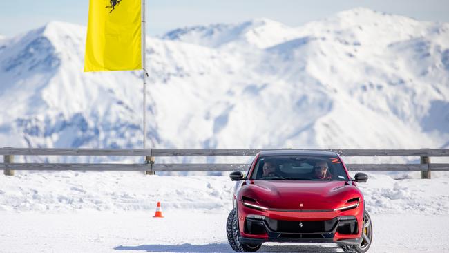 Ferrari Purosangue goes throught the paces in the snow