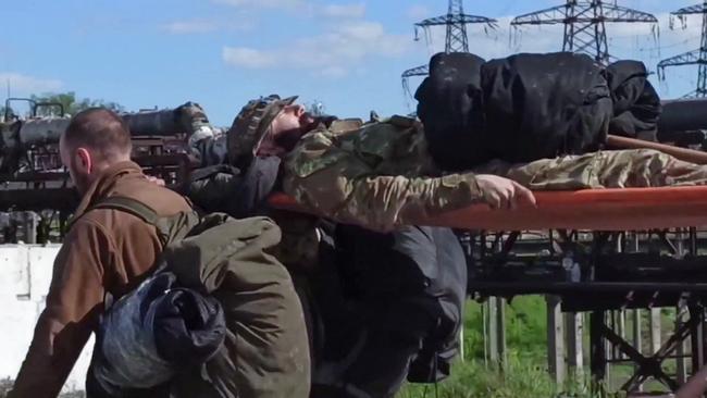 Video released by the Russian Defence Ministry shows Ukrainian service members after surrendering the Azovstal steel plant in Mariupol. Picture: AFP.