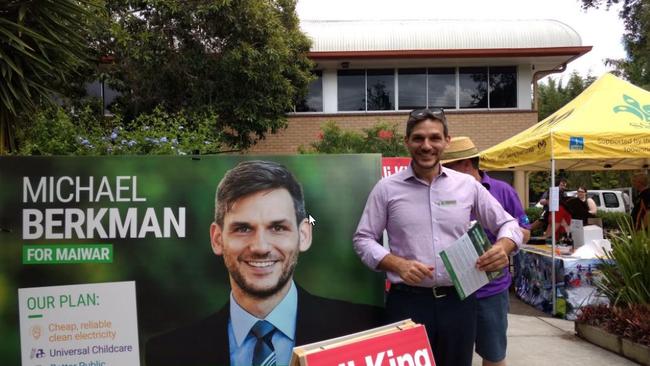 Greens Michael Berkman on election day. Picture: Twitter