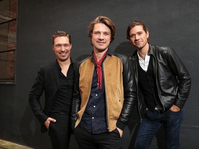 The Hanson brothers Zac, Taylor and Isaac ahead of their Sydney concerts. Picture: Carly Earl.