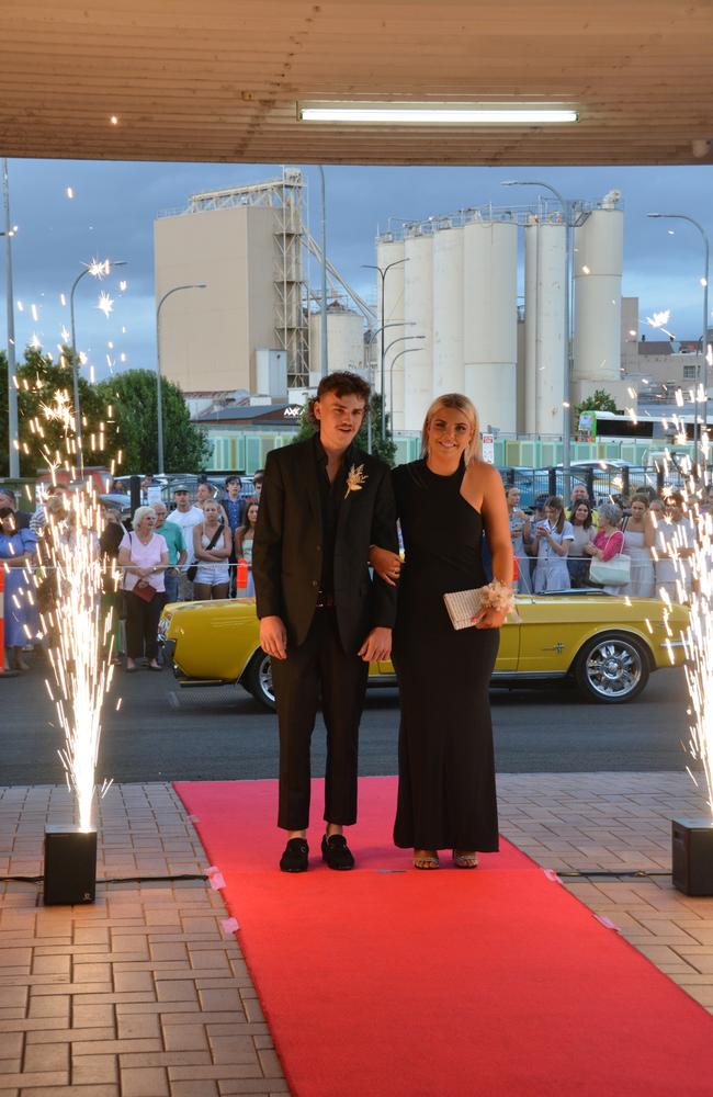 Toowoomba school formals. At the 2023 St Ursula's College formal is graduate Maddison Seefeld with her partner. Picture: Rhylea Millar