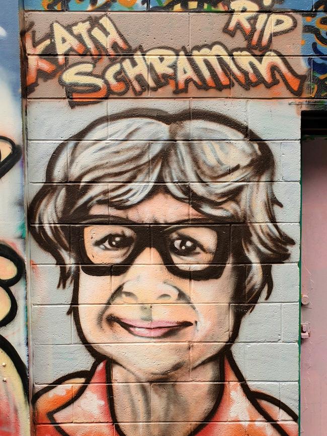 Hobart artist Topsk1 has painted a mural in honour of Kathie Schramm, who died while ramped at the Royal Hobart Hospital late November, 2022. Photo: Supplied