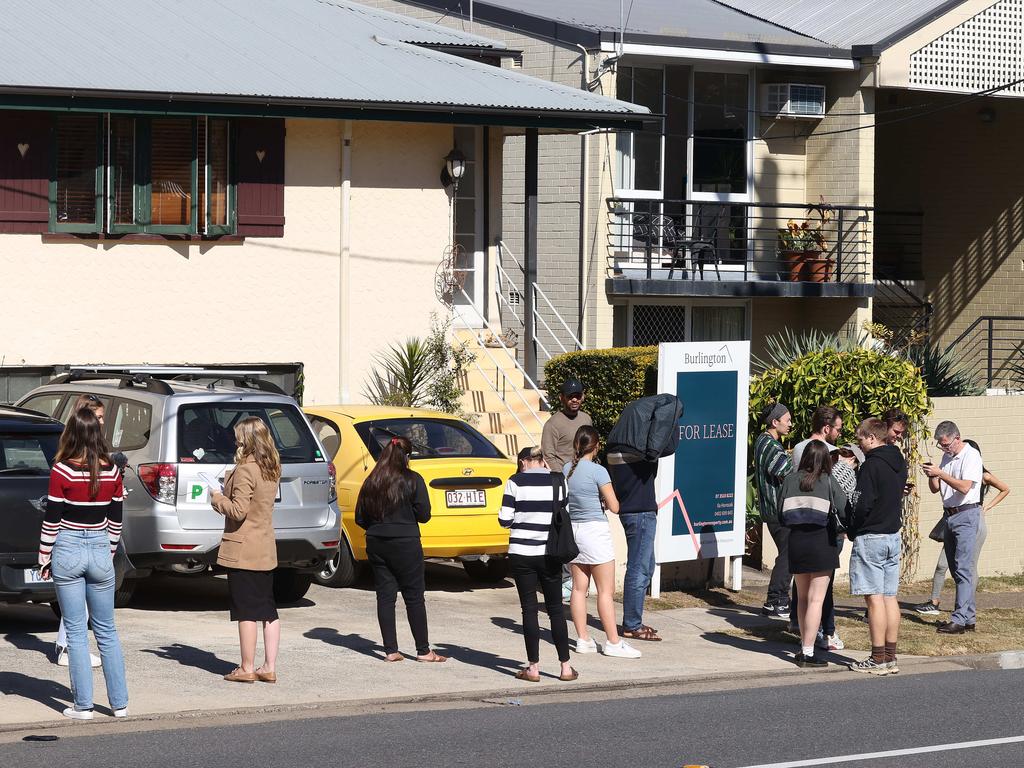 Renters line up to view a property in Paddington. Picture: Liam Kidston