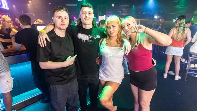 Rory Fear, Kyle Homes, Sahara Sidney and Mya Deegan at Cocktails