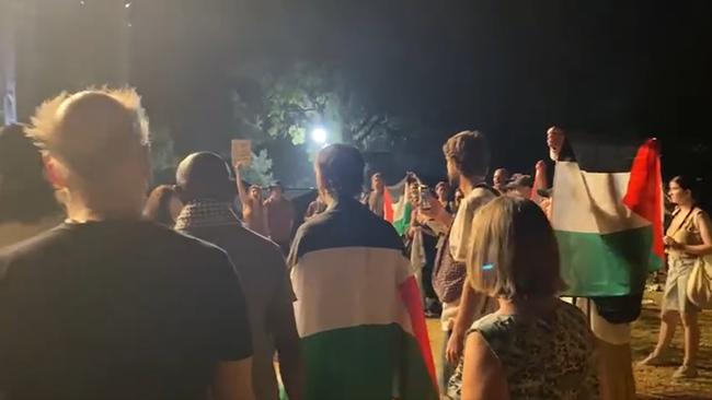 Pro-Palestinian protesters created a protest circle at the end of Ziggy Marley’s concert. Picture: Facebook.