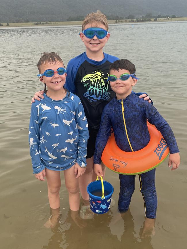 Maso, Hunter and Levi Kerr at Penrith Beach